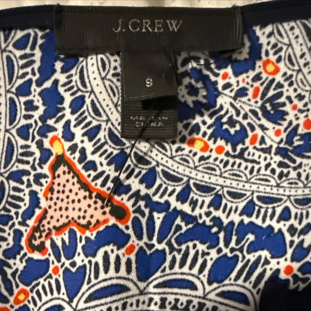 J. CREW Small Caftan Top/Swim Cover-up Navy Paisley Resortwear Vacation Like New
